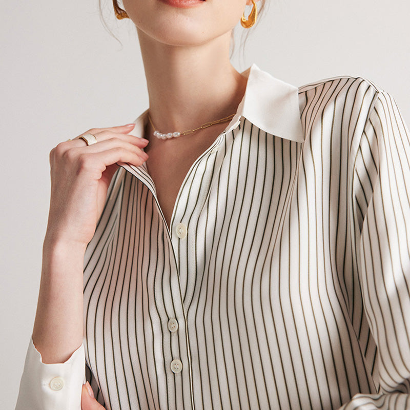 Collar Classic Green Striped Top