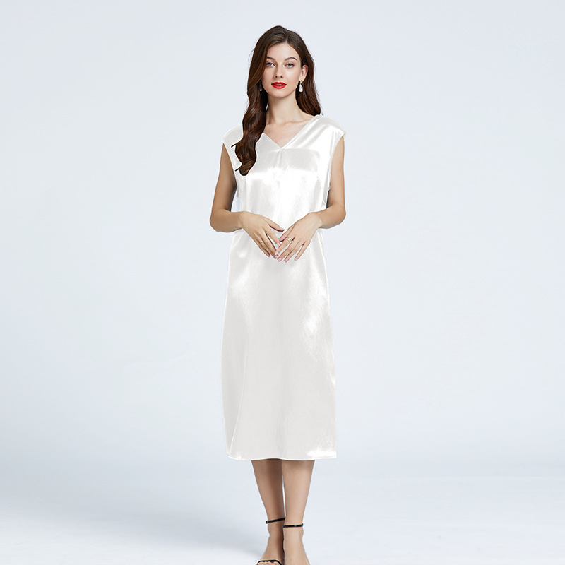 Silk Sleeveless Drop Shoulder Dress Satin Loungewear