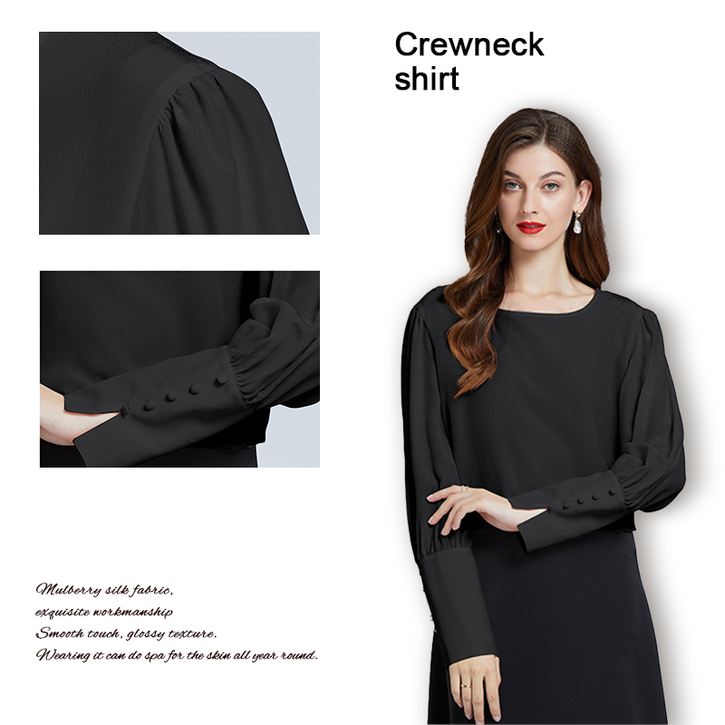 Round Neck Women Silk Shirt