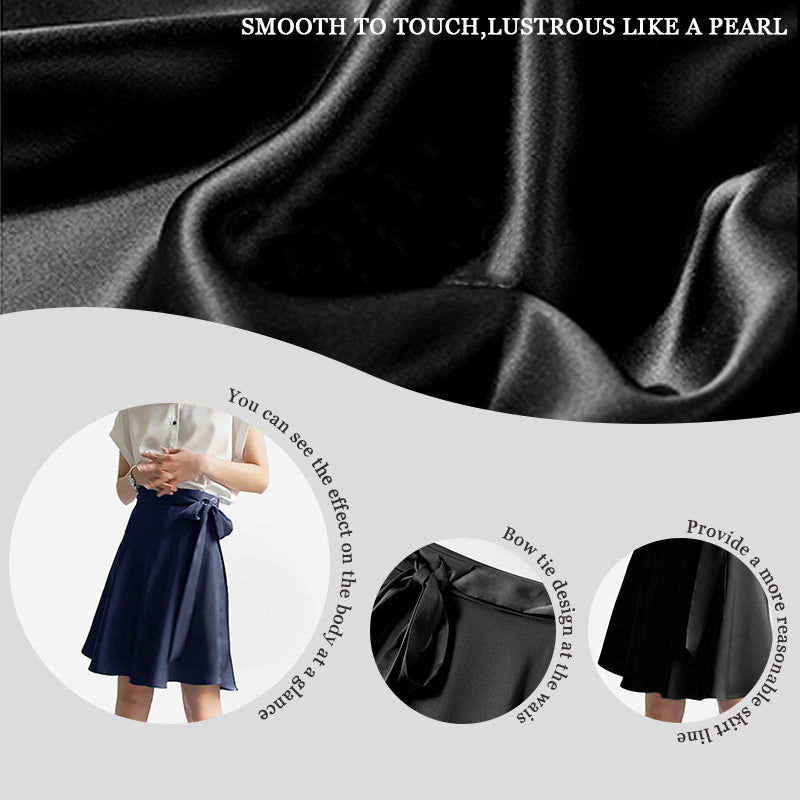 High Waist Tie Dark Satin Silk Skirt