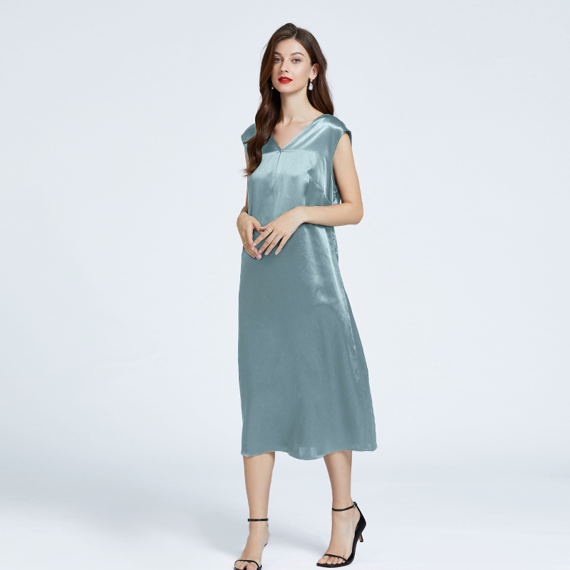 Silk Sleeveless Drop Shoulder Dress Satin Loungewear